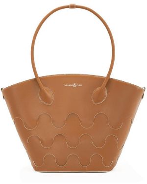 Orange Cube Large Quilted Impressions Wavy Tote Bag - White