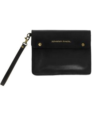 VIDA VIDA Adventure Awaits Leather Travel Wallet - Black