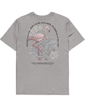 Anchor and Crew Heather Flamingo Another Good Day Organic Cotton T-Shirt - Grey