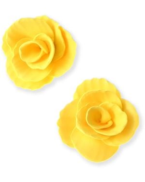 By Chavelli Rosette Small Stud Earrings - Yellow