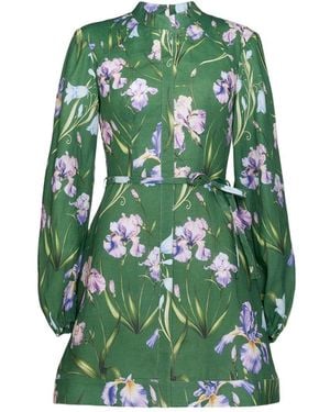 Justin Tong Eira Linen Mini Dress - Green