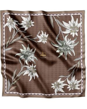 Lamberty Munich Neutrals Edelweiss Alpen-Glow Italian Mulberry Silk Scarf - Brown