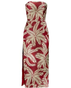 Nomi Fame Riri Floral Strapless Front Slit Corset Dress - Red