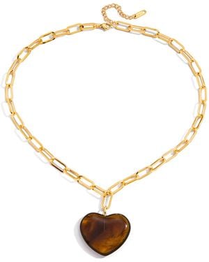 Olivia Le Livy Paper Clip Tortoise Heart Necklace - Metallic