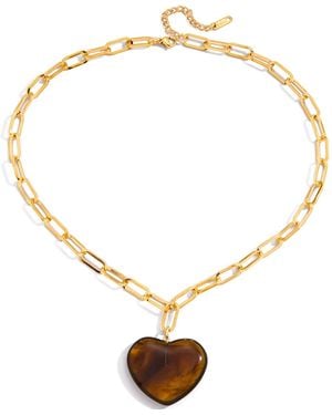 Olivia Le Livy Paper Clip Tortoise Heart Necklace - Metallic