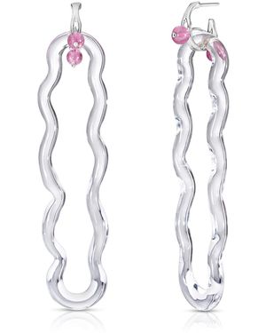 Karen Kriegel Wavy Earrings With Glass Link - White