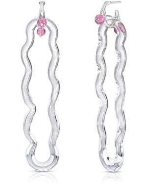 Karen Kriegel Wavy Earrings With Glass Link - White