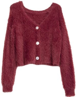 Niza Knit Jumper With Fur - Red