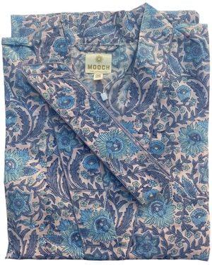 Mooch Cotswolds Cotton Dressing Gown Robe - Blue