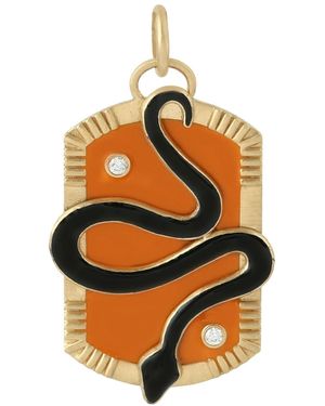 Artisan Diamond Snake Enamel Pendant - Metallic