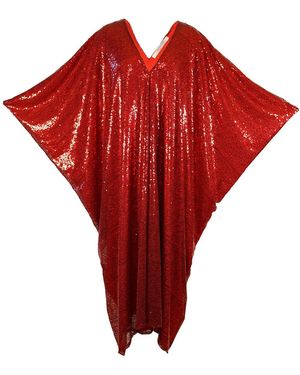 Jennafer Grace Ruby Sequin Caftan - Red
