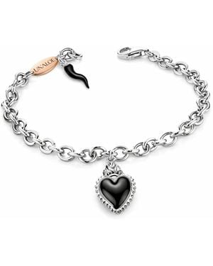 Unaloe Sterling Bracelet With Heart & Cornicello – Symbolic Protection Jewellery For - Metallic