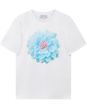 Sour Figs Dahlia Bloom Print T-Shirt - White