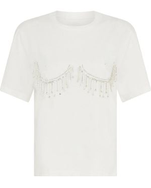 Sour Figs Crystal Fringed T-Shirt - White