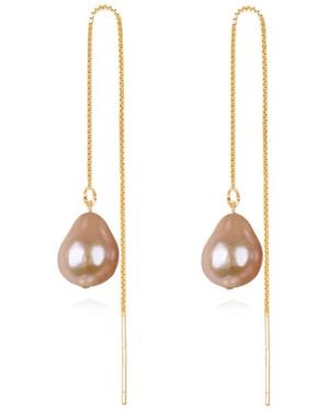 Ninemoo Sweet Hue Pearl Threader Earrings - Metallic