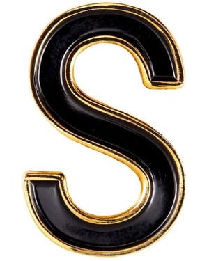Make Heads Turn Enamel Letter S Pin - Black
