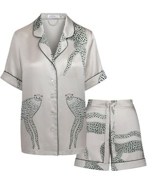 Piola Silk Short Pajama Set Printed - Gray