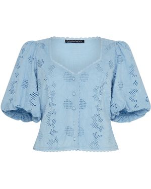 Rose & Nancy Abi Cotton Lace Blouse - Blue