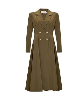Exquise Regular Fit Wrap Neck Midi Blazer Coralie Dress – Khaki - Green