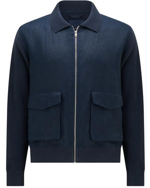 Guards London Carter Linen & Knitted Casual Jacket - Blue