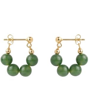 seree Fay Beaded Jade Hoop Earrings - Green