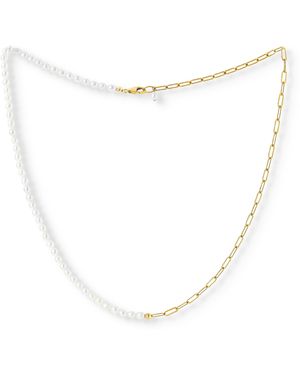 Pearls of the Orient Online Credo Oval Cultured Freshwater Pearl & Link Chain Necklace - Metallic