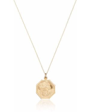 Lily & Roo Solid St Christopher Octagonal Medallion Pendant Necklace - Metallic