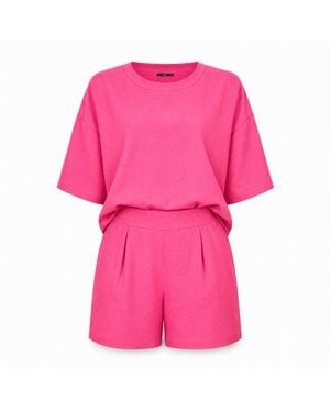 Oh!Zuza Matte Viscose Relaxed T-Shirt & Shorts Set - Pink