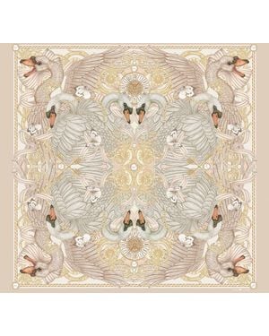 Emily Carter Neutrals The Swan & Porcelain Silk Scarf - Natural