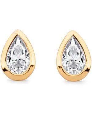 Augustine Jewels Delicate Pear Shaped Diamond Stud Earrings Bezel Set - Metallic