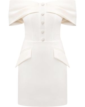 Tia Dorraine Steel Confidence Off-Shoulder Mini Dress Pearl - White