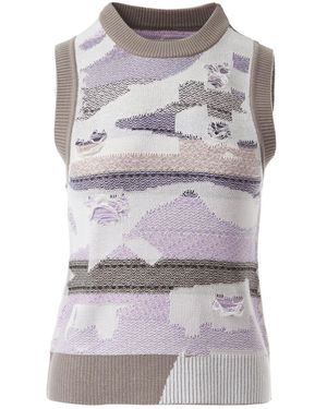 Fully Fashioning Malaya Inlay Knit Vest - Grey