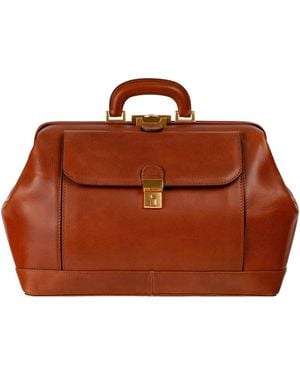 Time Resistance Italian Cognac Leather Doctor Bag For - Brown