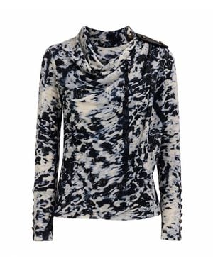 Julia Allert Neutrals Tie-Dye Draped Cowl Neck Knit Top – Ivory - Black