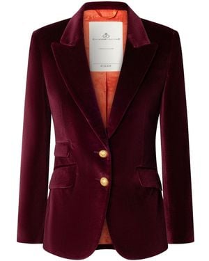 The Extreme Collection Burgundy Velvet Blazer Oliva - Red