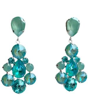 Laura Gray Dazzling Crystal Post Earrings - Green