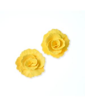 By Chavelli Rosette Large Stud Earrings - Yellow