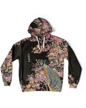 Aloha From Deer Ornate Avian Oversize Hoodie - Gray