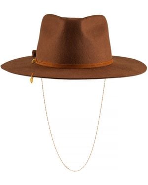 Shaded the Label Pendower Coffee Fedora Hat With Sterling Jewellery - Brown
