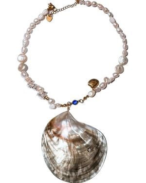 Babaloo Mother-Of-Pearl & Freshwater Pearl Statement Necklace - Metallic