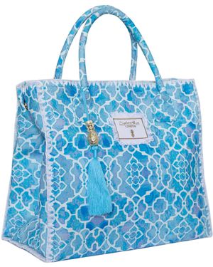 Sophia Alexia Azure Mosaic Barbados Beach Bag - Blue