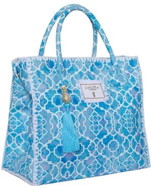 Sophia Alexia Azure Mosaic Barbados Beach Bag - Blue