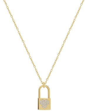 Spero London Fine 14Ct Solid Padlock Necklace - Metallic