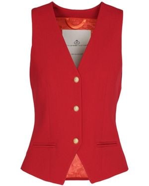 The Extreme Collection Super Crepe Vest Atelier With Three Buttons And Details - Red