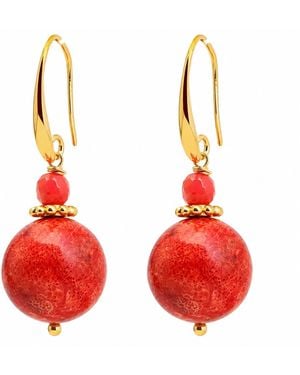 Way to Chic Jasper & Coral Earrings - Red