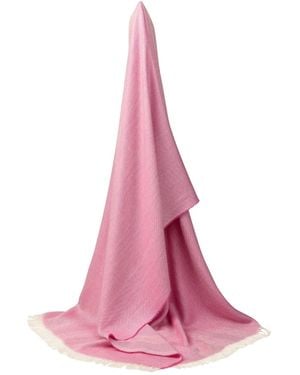 Kinalba Marquee Lipstick Herringbone Cashmere & Silk Stole - Pink