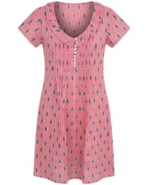At Last Cotton Karen Short Sleeve Day Dress - Pink