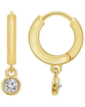 Diamonbliss Bezel Set Dangle Hoop Earrings - Metallic