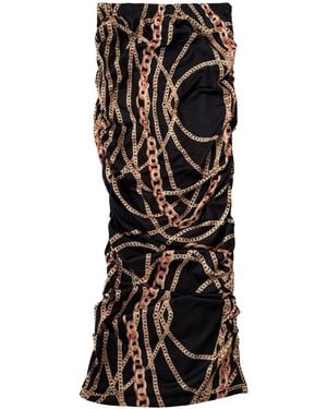 Circular Path Ruched Skirt - Black