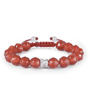 AWNL Rosa Roxburghii Agate Beaded Macrame Bracelet - Red
